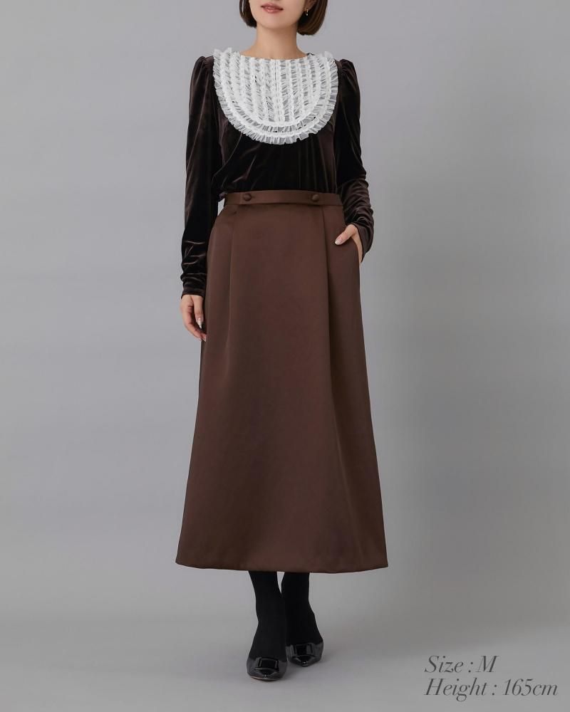 チュールフリルベロアトップス(ブラック) - seventen