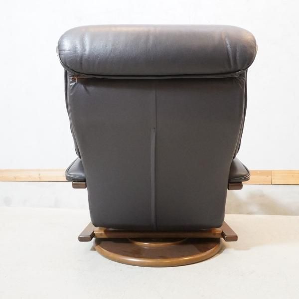 値下げ/FUJI FURNITURE(冨士ファニチア) の回転式 本革リクライニング