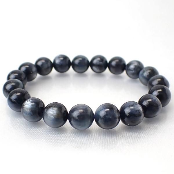 ブラックカイヤナイト ラウンド 9.5mm 内周15cm ブレスレット [X6510
