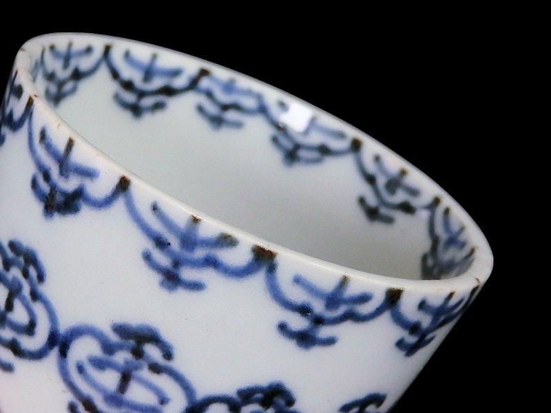 古伊万里 染付 瓔珞紋図 蕎麦猪口