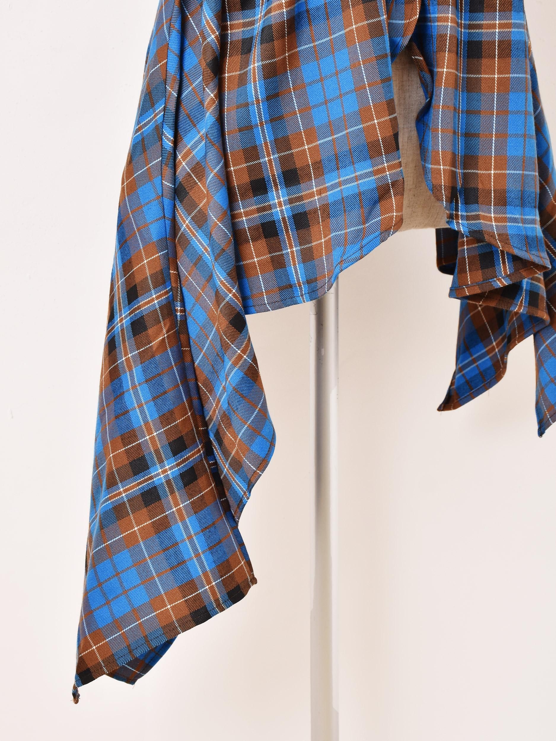 3色展開】「Meridian」チェック柄 アシンメトリー キャミソール ブルー