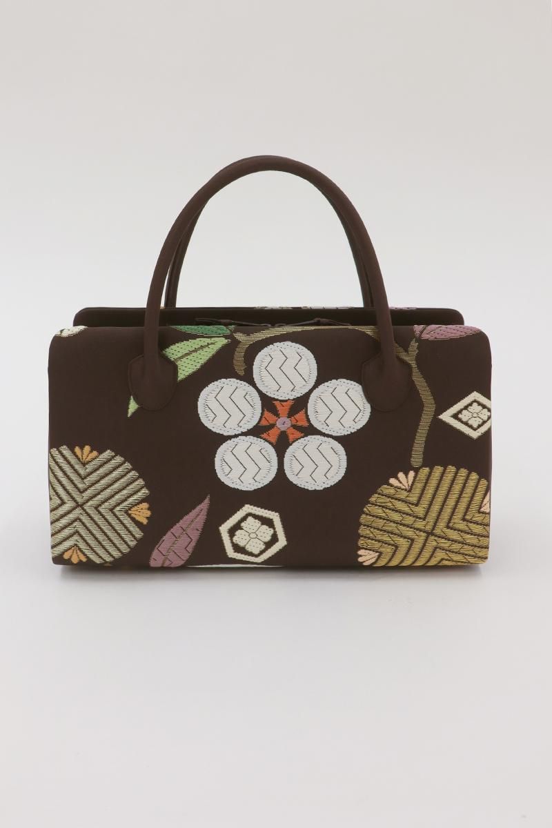 G-3044】利休バッグ 焦茶色 笹蔓文 - 銀座きもの青木｜長く大切に着