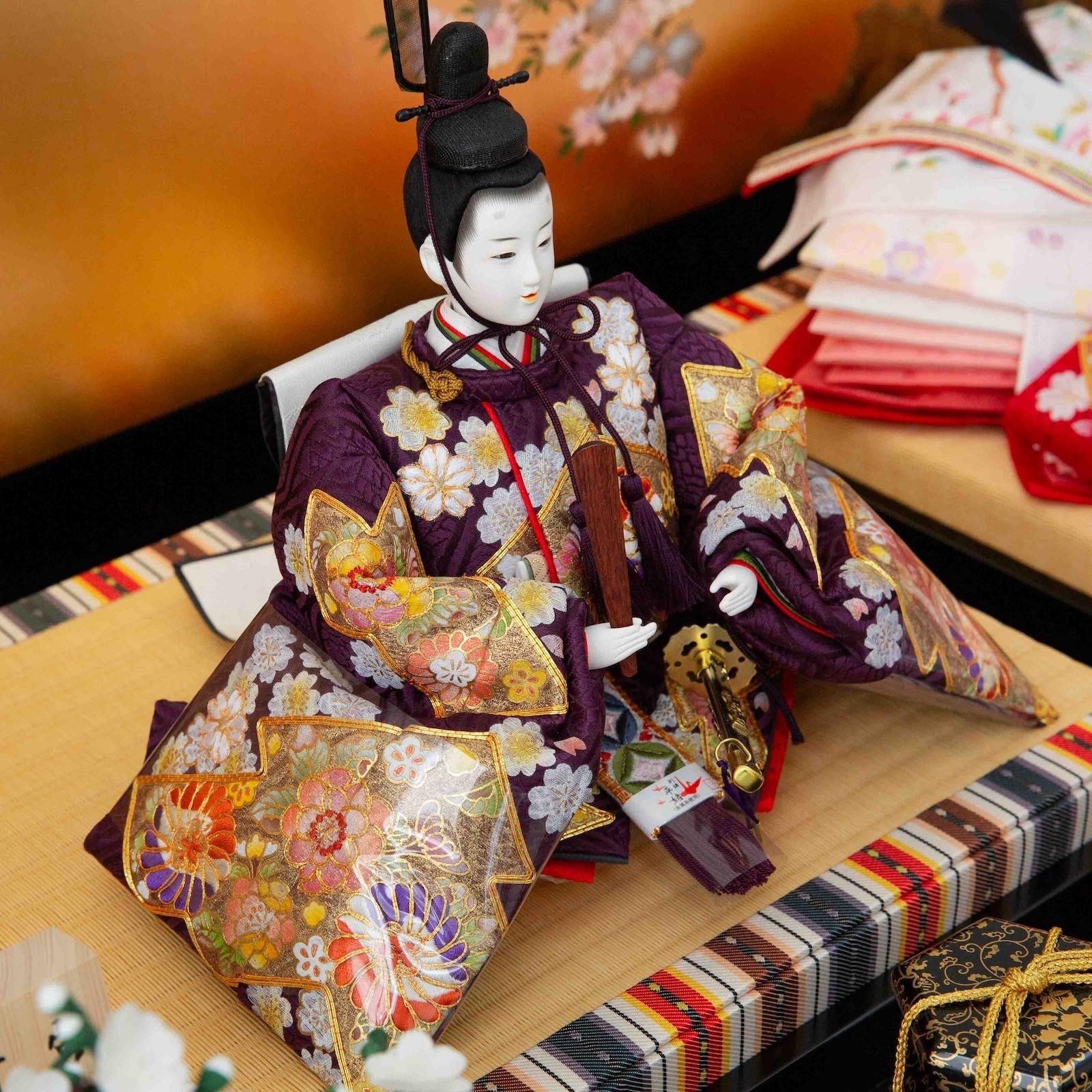 雛人形 金彩金駒刺繍 松皮取に辻が花文様 小出松寿 市川伯英