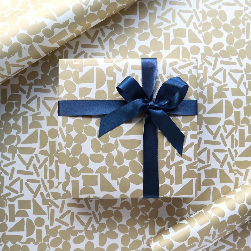 B2サイズ PUZZLE GOLD柄 包装紙 2枚 - おしゃれな海外包装紙、かわいい