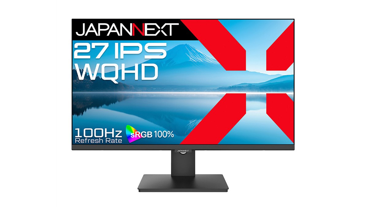 JAPANNEXT、29,980円でUSB Type-C給電対応の27型WQHD液晶ディスプレイ