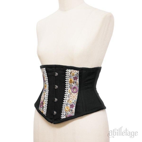 size4即納可能】インド刺繍リボン ミニショートコルセット（ブラック