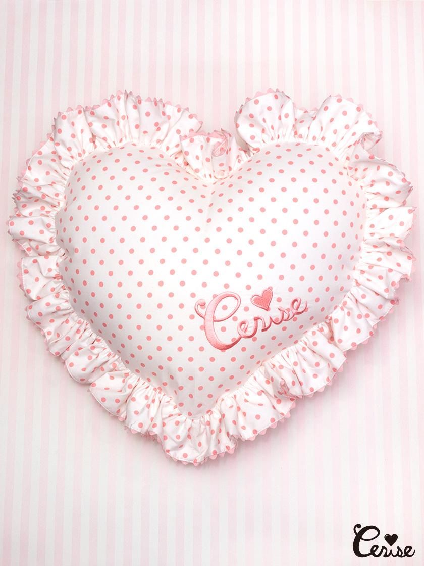 Cerise ハートクッションカバー [ドット] (ピーチピンク) - Cerise Web