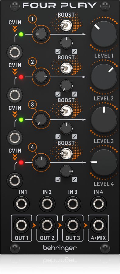 Behringer FOUR PLAY | 超低ノイズのユーロラック・クワッドVCA