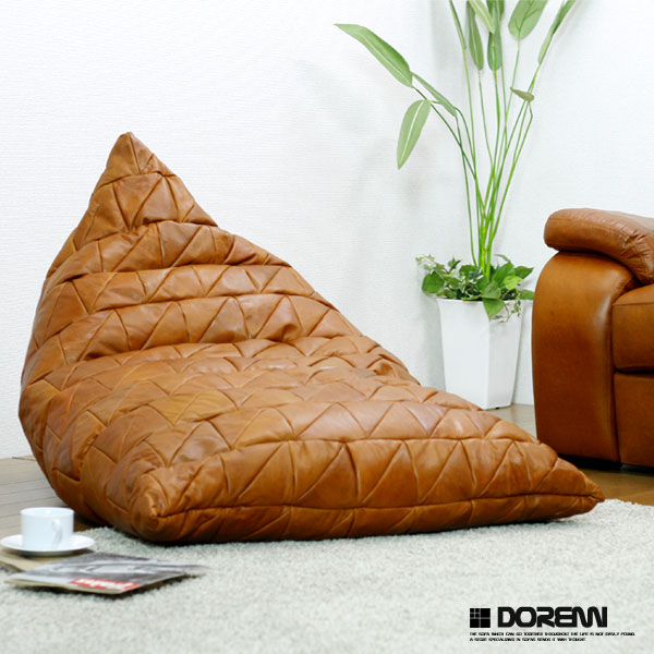 オイルレザー総革張りの高級ビーズクッション - インテラボ