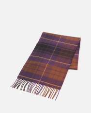 カシミヤ 起毛 チェック マフラー ブラウン パープル｜アクアスキュー