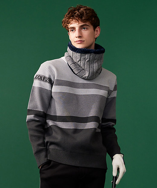 MEN】【洗える】カラーブロック 裏付き ニット