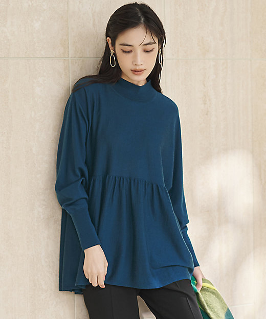 洗える】ウールギャザー ドルマンスリーブ ニット