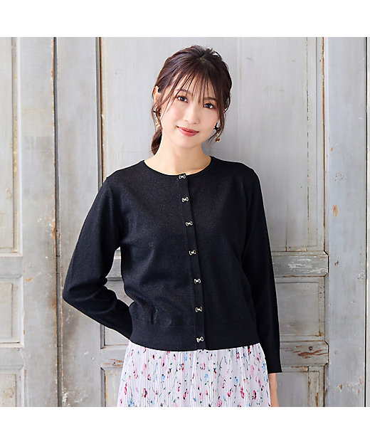リボンボタンラメニットカーディガン（51135507） | Rose