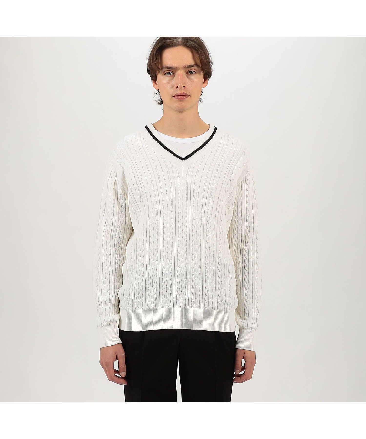 コットンケーブル Vネックニット | TOMORROWLAND (Men