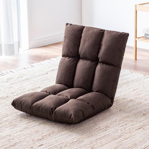 コンパクト座椅子 ファブリック生地 6段階リクライニング ブラウン 150