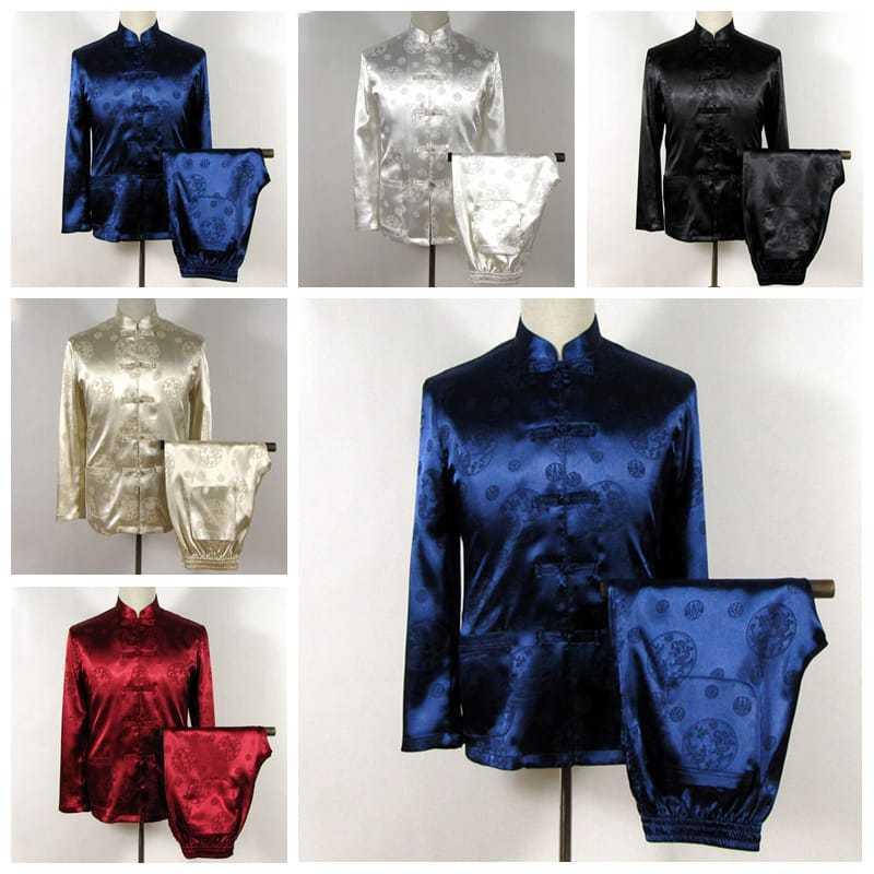 太極拳服 チャイナ服 メンズ 男性用 カンフー服 練習服 スーツ シルク