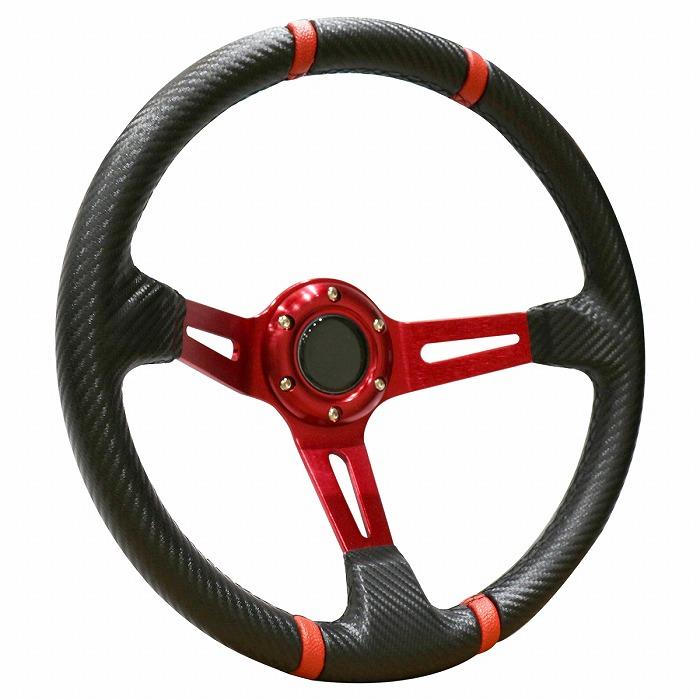 ディープコーン ステアリング 赤 レッド φ 350 mm 35cm 14インチ