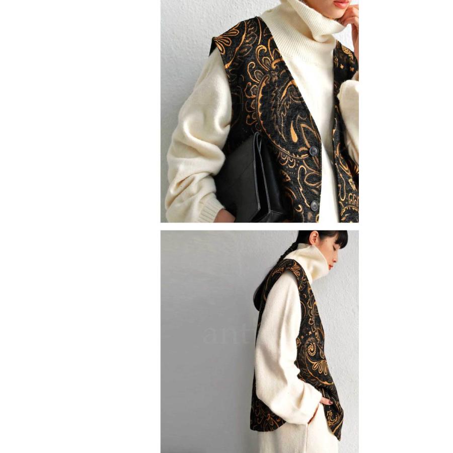 antiqua（アンティカ） ジャガード織り ペイズリー柄ベスト ベスト