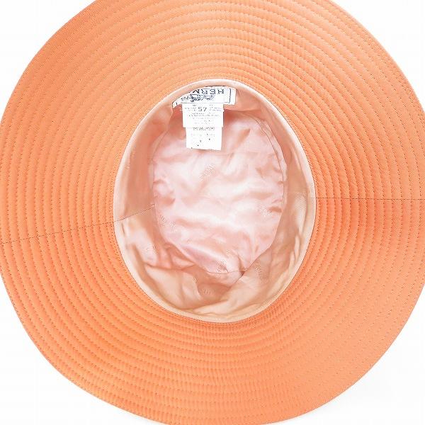 HERMES（エルメス） #apzh 帽子 ハット 57 ロゴ オレンジ 光沢