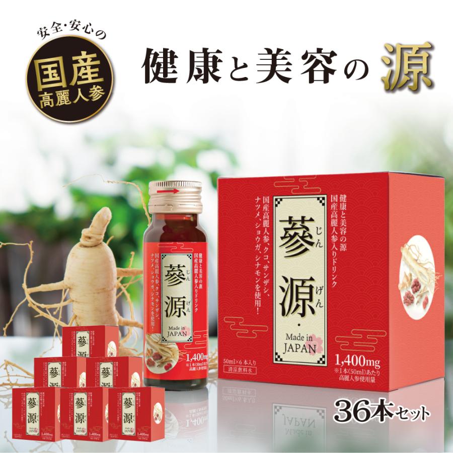 高麗人参 ドリンク 国産 參源 6箱 36本入 送料無料 高麗人参エキス