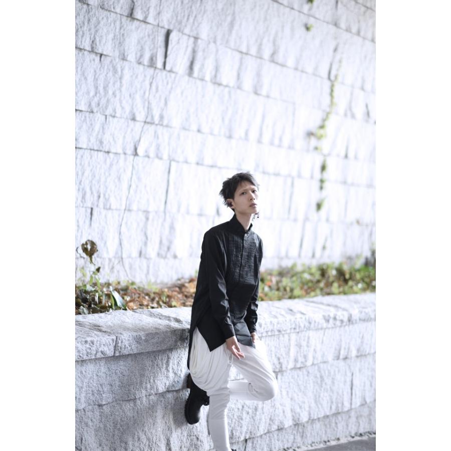 ドレスシャツ メンズ リボン 長袖 フォーマル 立ち襟シャツ キレイめ