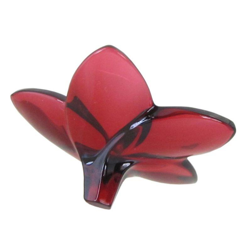 バカラ（Baccarat） クリスタルフィギュア ブルーム レッド 9cm