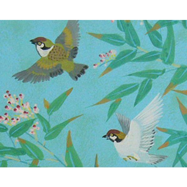 絵画 日本画 竹内敏彦(春光) 動物画 雨後 雀 F10 送料無料 : アート