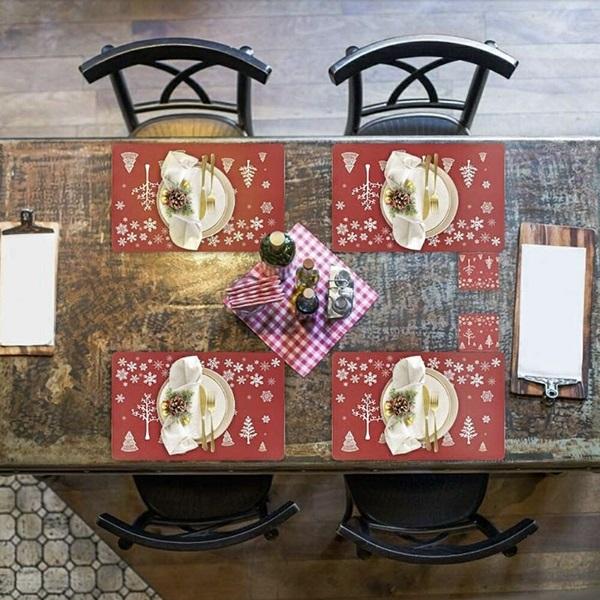 クリスマス 赤 ランチョンマット 6枚セット コースター6枚付き 送料