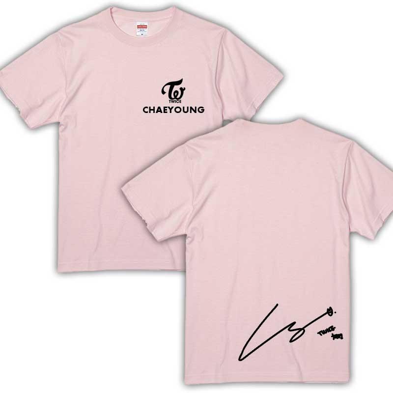チェヨン トゥワイス TWICE サイン入り ロゴ入り べビーピンク 男女