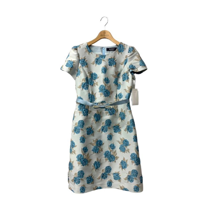 エムズグレイシー 721545 ワンピース 40 ブルー ローズモチーフ