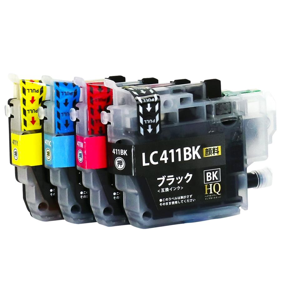 エコインク LC411-4PK 互換品【純正同等顔料ブラック】 4色セット