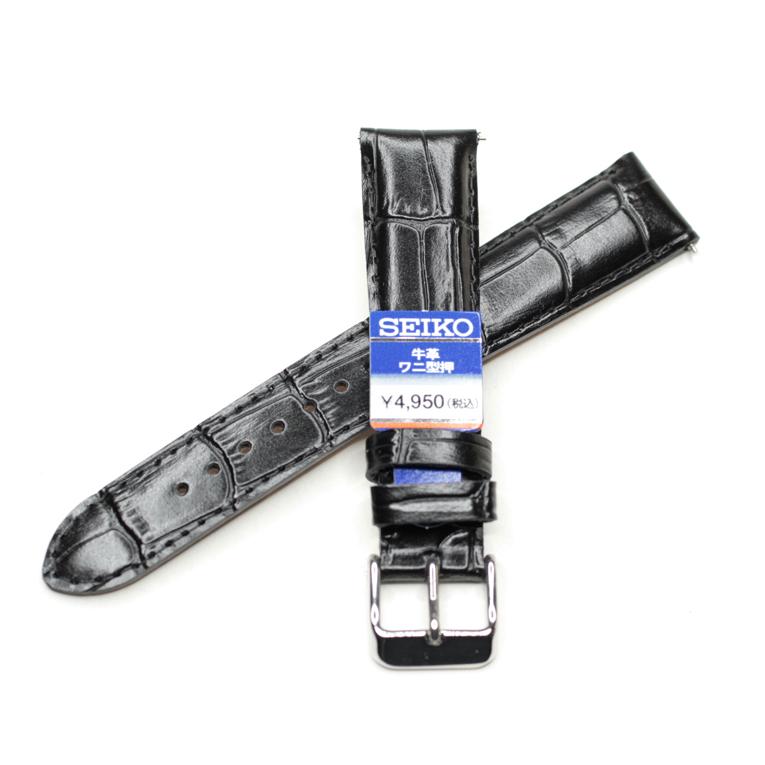 SEIKO（セイコー） 純正 時計バンド カーフ ワニ型押し ブラック 19