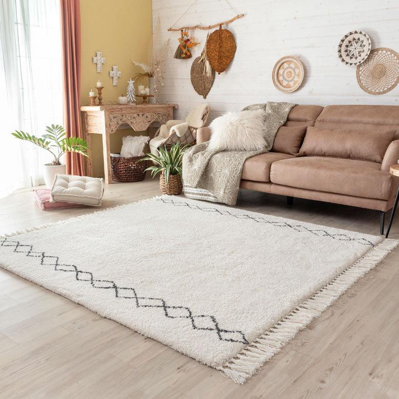 ELEMENTS ラグ ラグマット 約 185×185cm ベニオワレン風 メッシュ