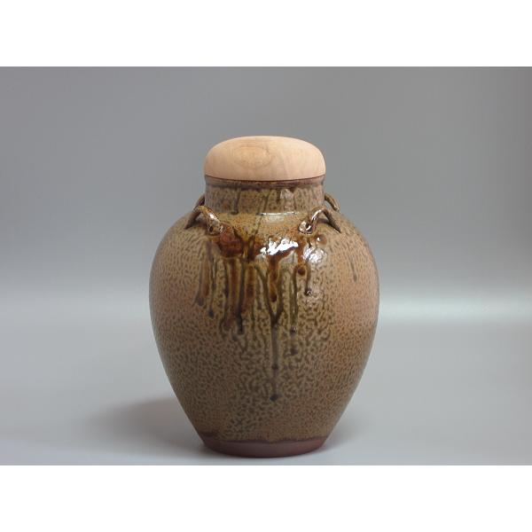 丹波焼四耳飾壺 尾中窯 市野克（二代市野信水）造 共箱 : 茶道具商 越