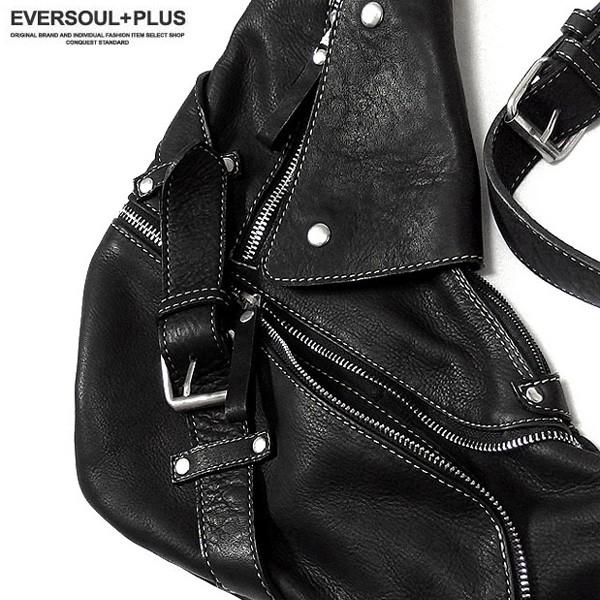 ボディバッグ レザー 本革 メンズ ライダース ワンショルダー 大き目