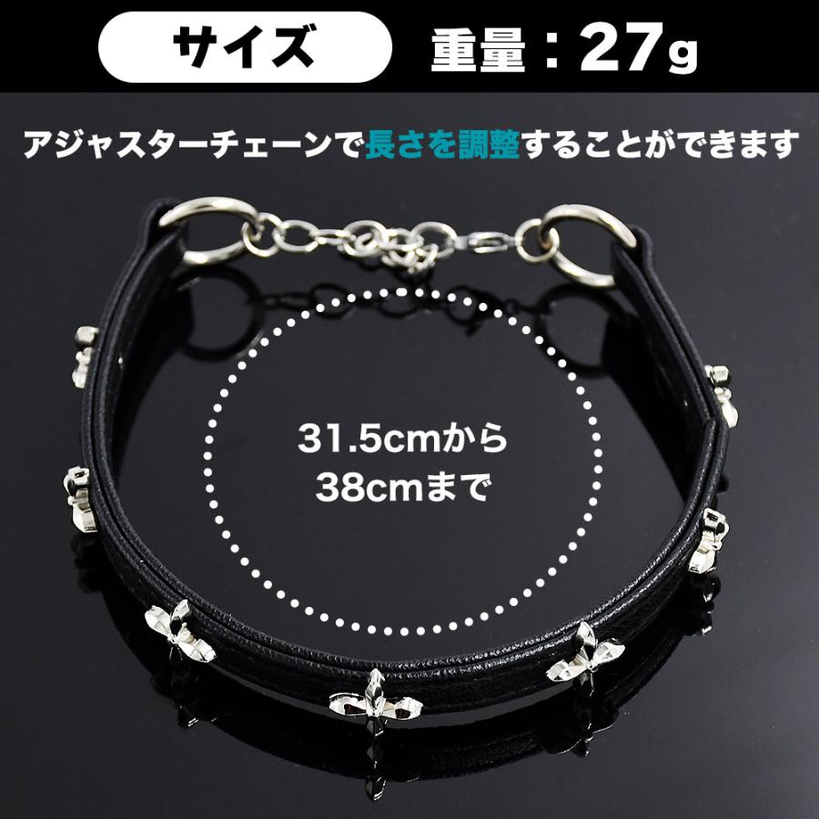ブラック チョーカー 十字架 レザー ネックレス サイズ調整可 首輪