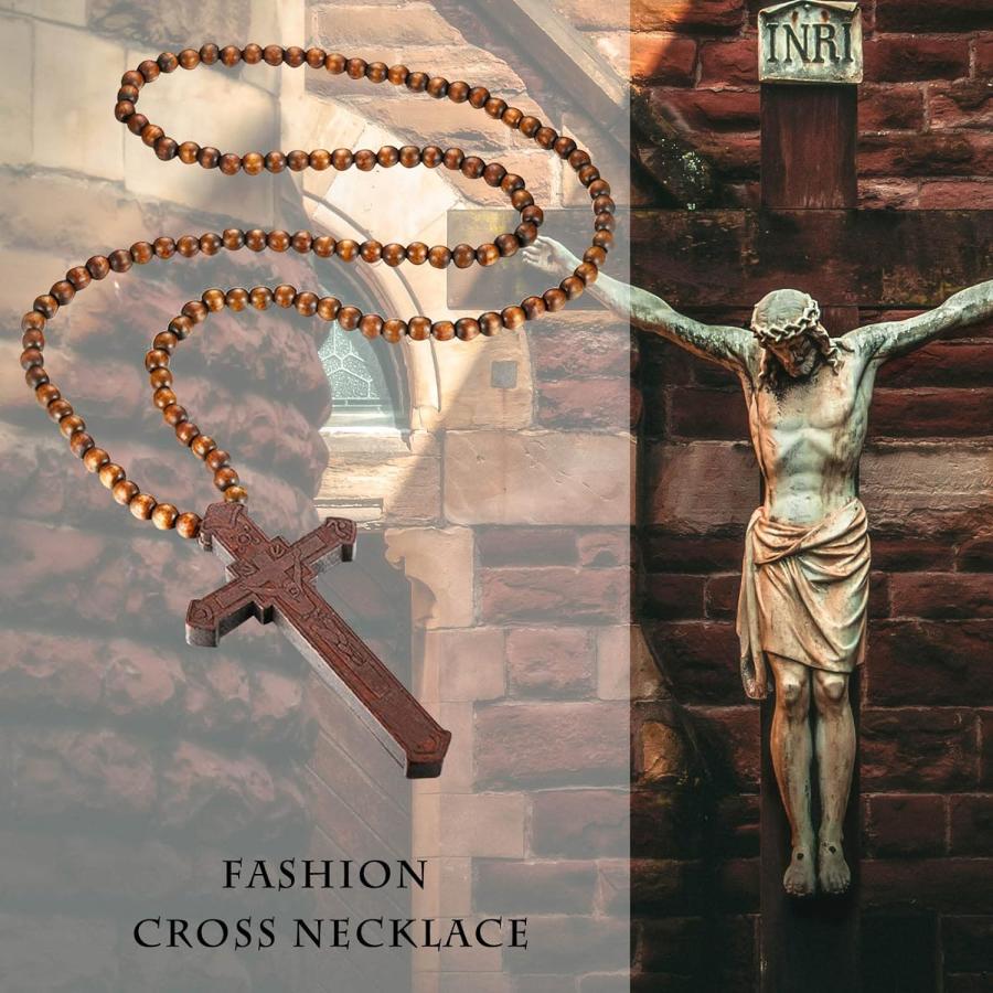 並行輸入品】木製 大型木製ビーズ 宗教 カトリック 磔刑像 ロザリオ