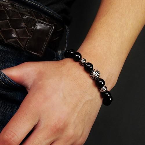 パワーストーンブレスレット メンズ オニキス ハウライトターコイズ