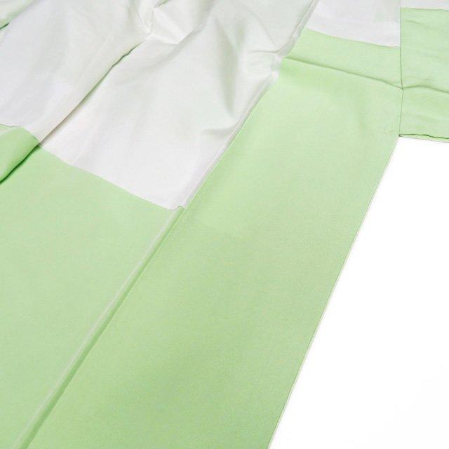 色無地 着物 中古 正絹 袷 カジュアル 紋なし 地模様 金通し 若緑色