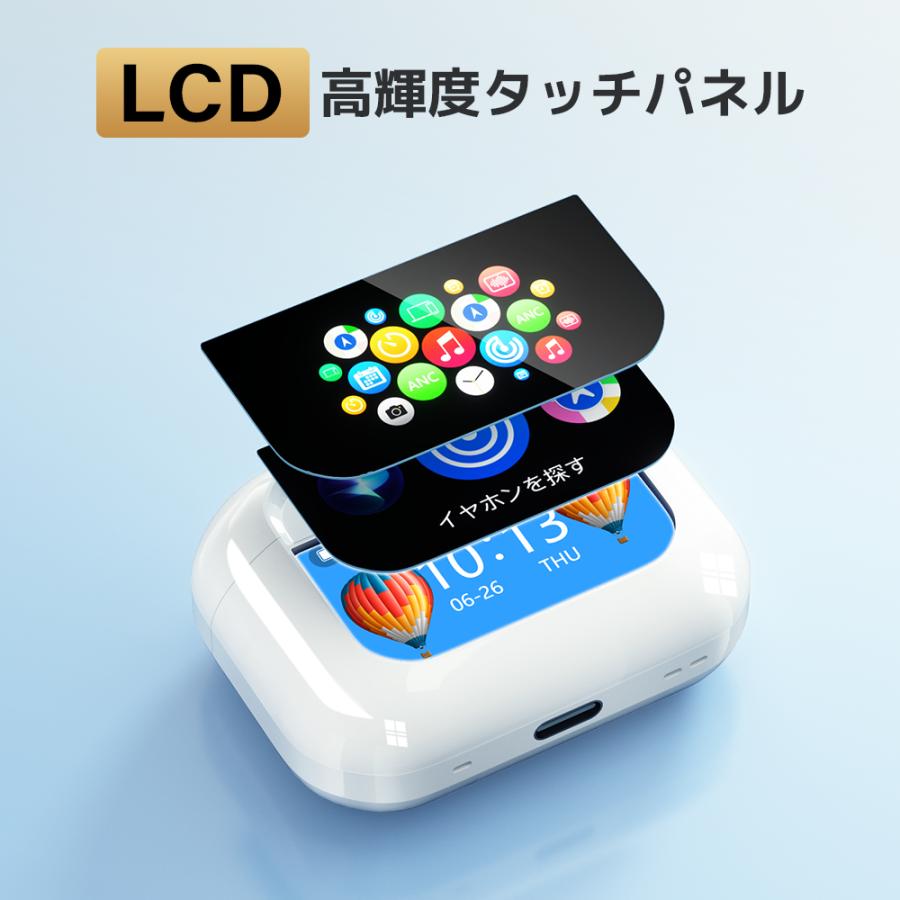 2026最新版】 ワイヤレスイヤホン Bluetooth6.0 LCDタッチディスプレイ