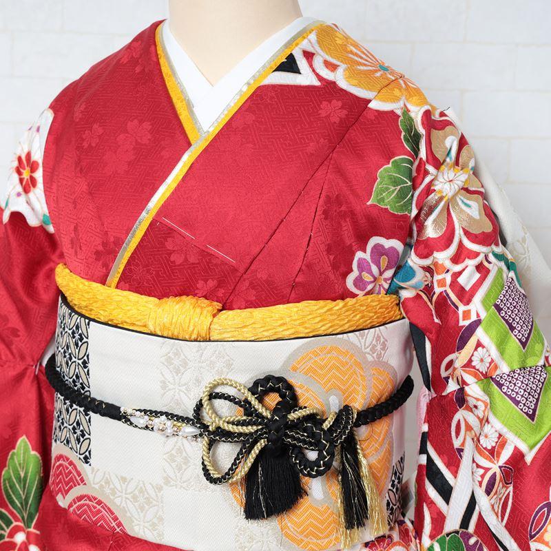 振袖 正絹 新品 仮絵羽 仕立て付き フルセット 長襦袢 袋帯 帯締め