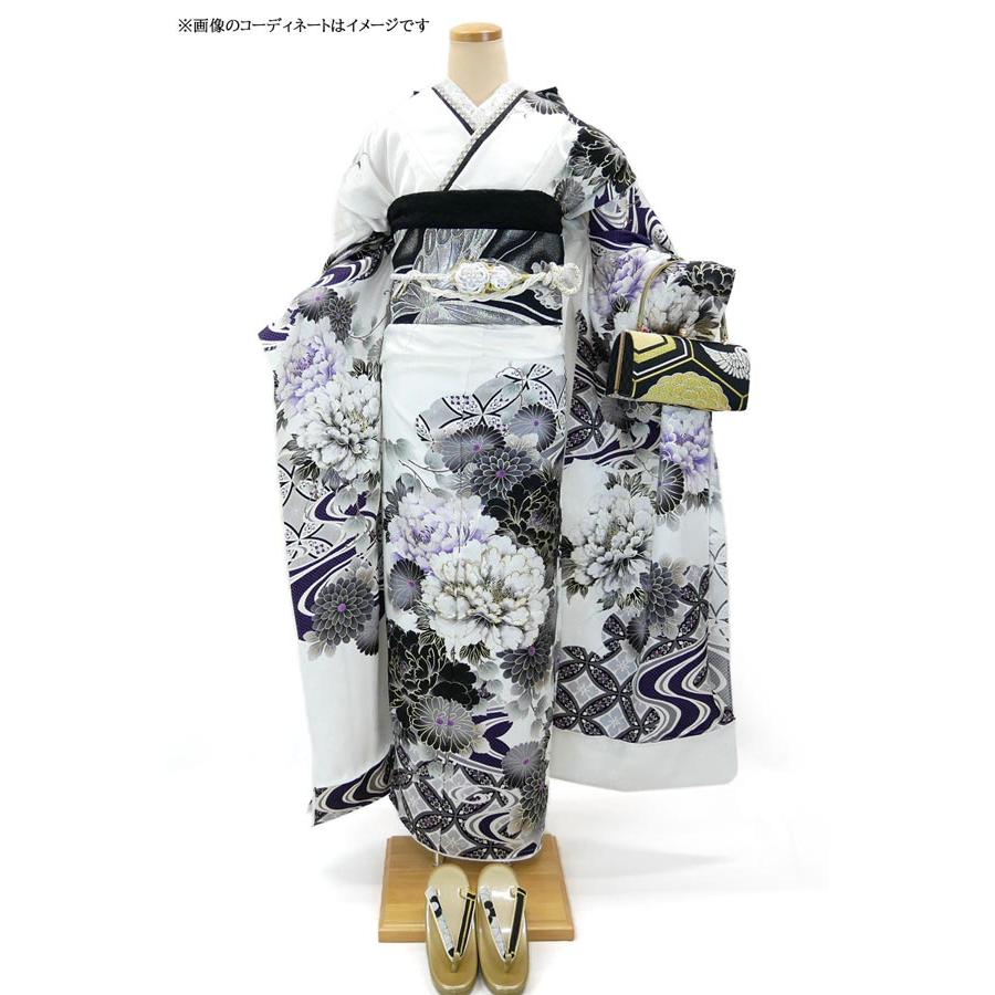セール】 仕立付き 正絹振袖 フルセット32点 白色 くすみ色 花柄 絹100