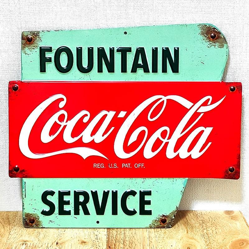 Coca Cola（コカコーラ） ブリキ看板 エンボスメタルサイン COCA-COLA