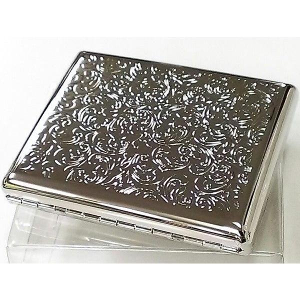 シガレットケース ロング レディース 20本 シルバーアラベスク タバコ