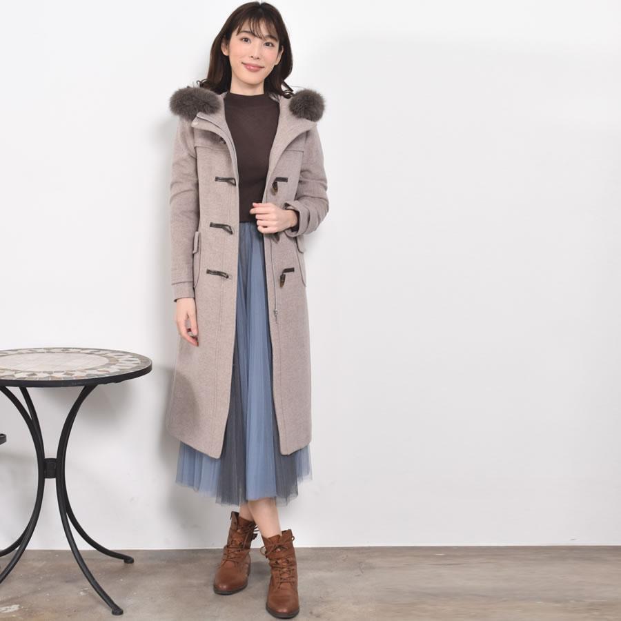 Merfirge ダッフルコートカシミヤ混 ウール ダッフル コート ロング丈