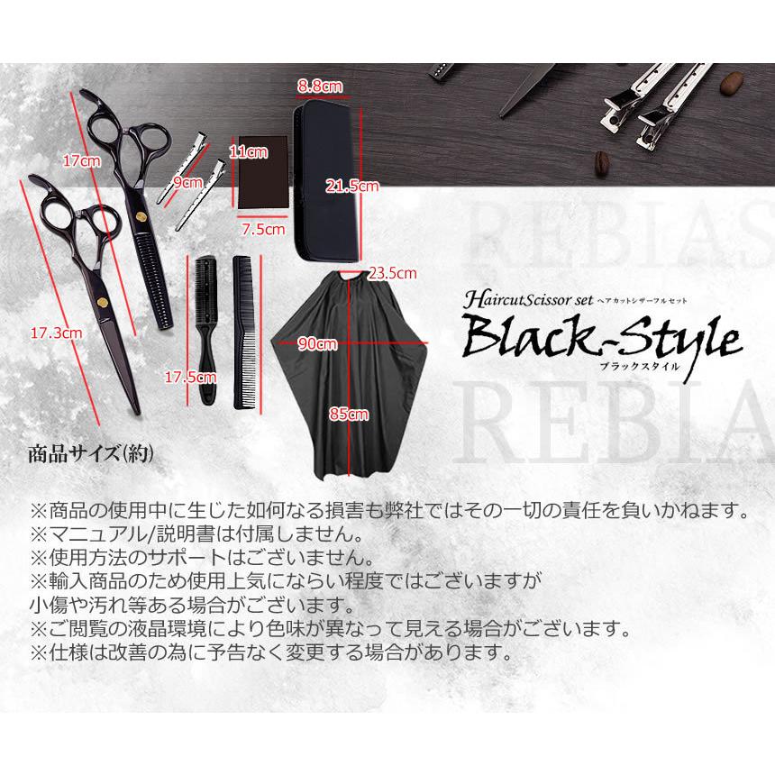 ヘアカット シザー フルセット ブラックスタイル ケース ハサミ 散髪