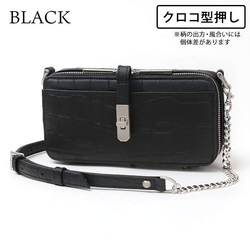 財布 ショルダー付き MUL 即納 BOX WALLETショルダー クロコダイル型