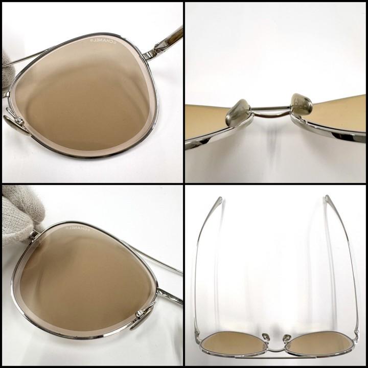 CHANEL シャネル サングラス シルバー・フレーム×ブラウン・レンズ
