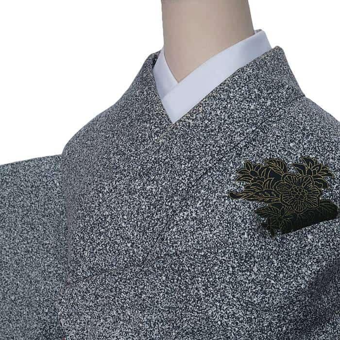 リサイクル訪問着袷 友禅染め 黒 モダン たたき染め 身丈155cm 裄63cm