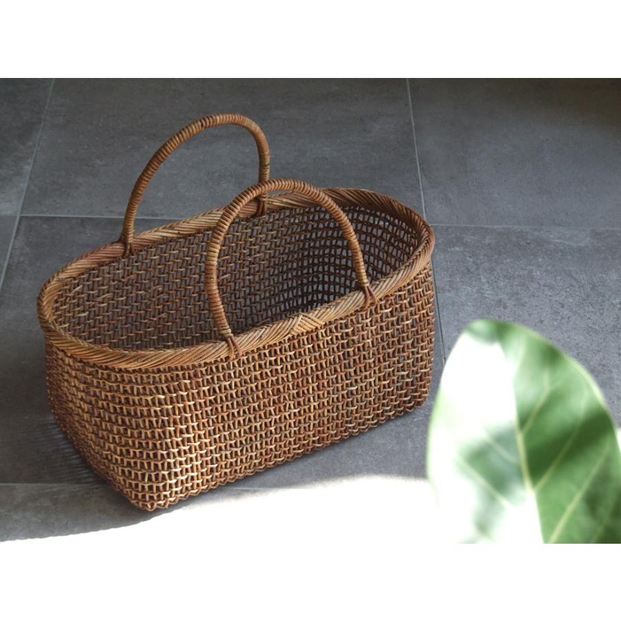 秋田県 あけび蔓細工 あけびかご 手提げかご 特上透かし編み こだし